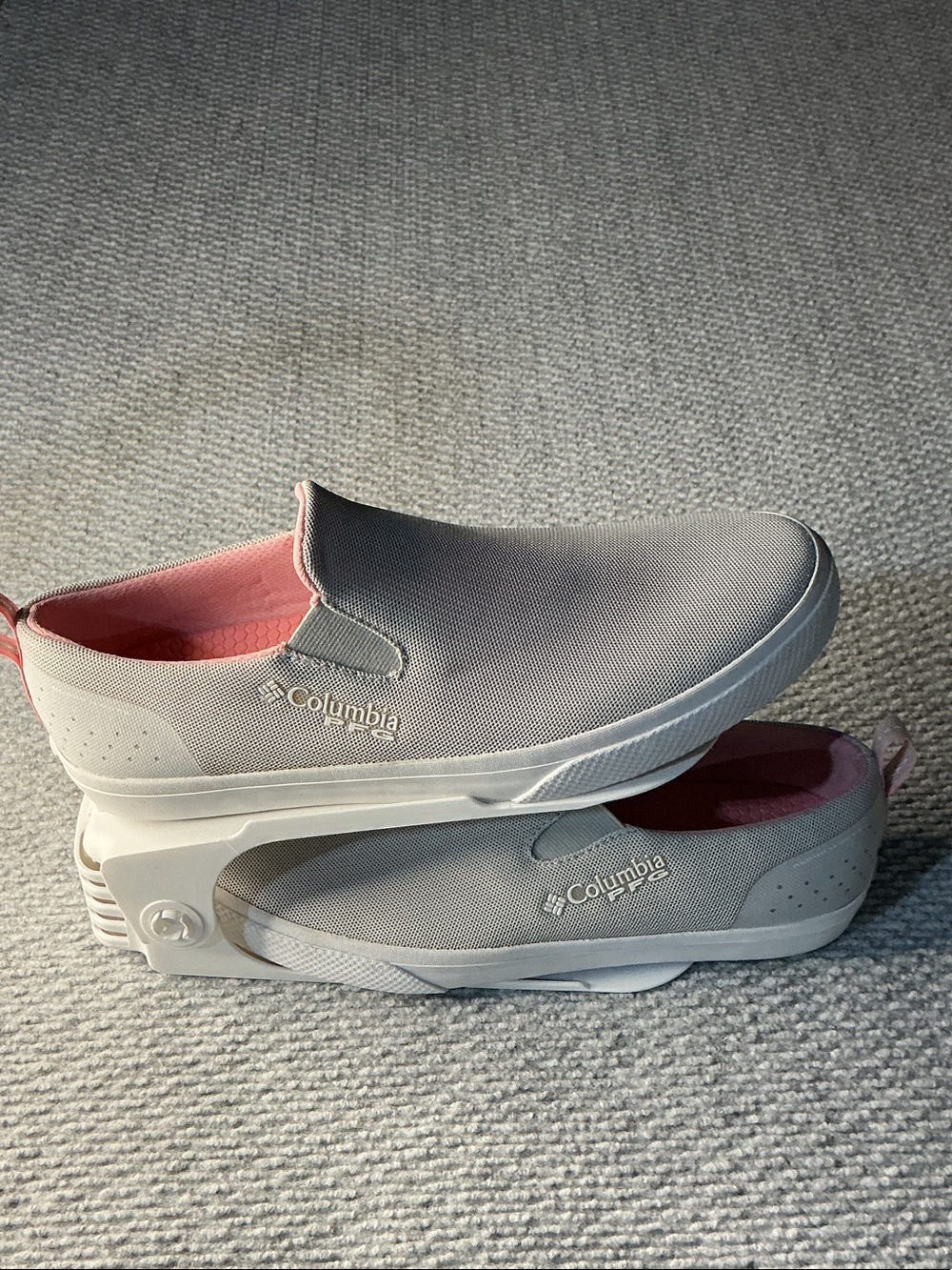 Columbia Gray Slip-On Loafers with Pink Lining